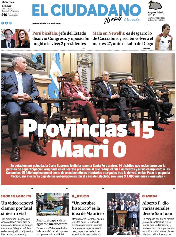 Portada de Diario El Ciudadano (Argentina)