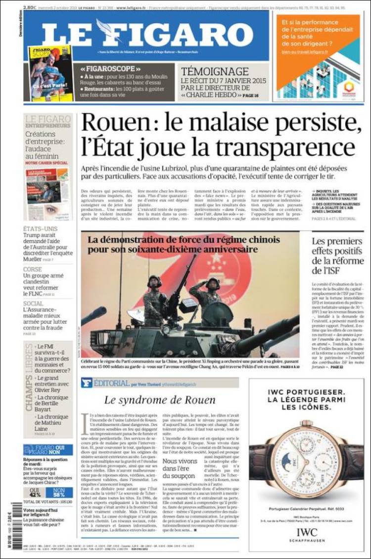 Portada de Le Figaro (Francia)