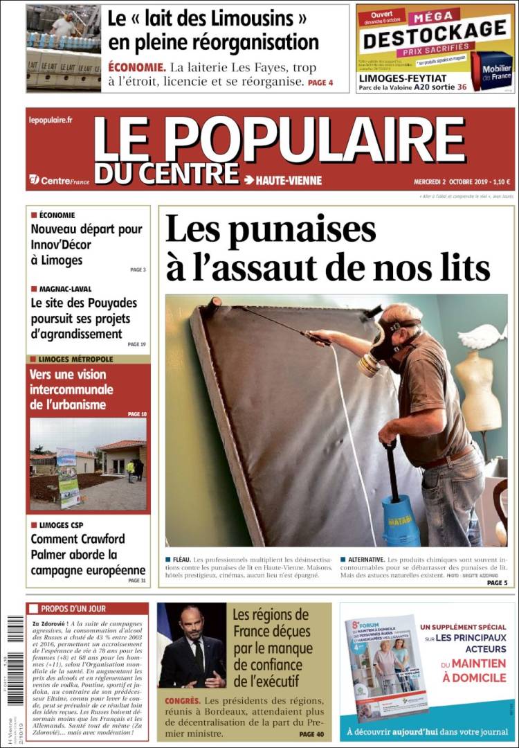 Portada de Le Populaire du Centre (Francia)