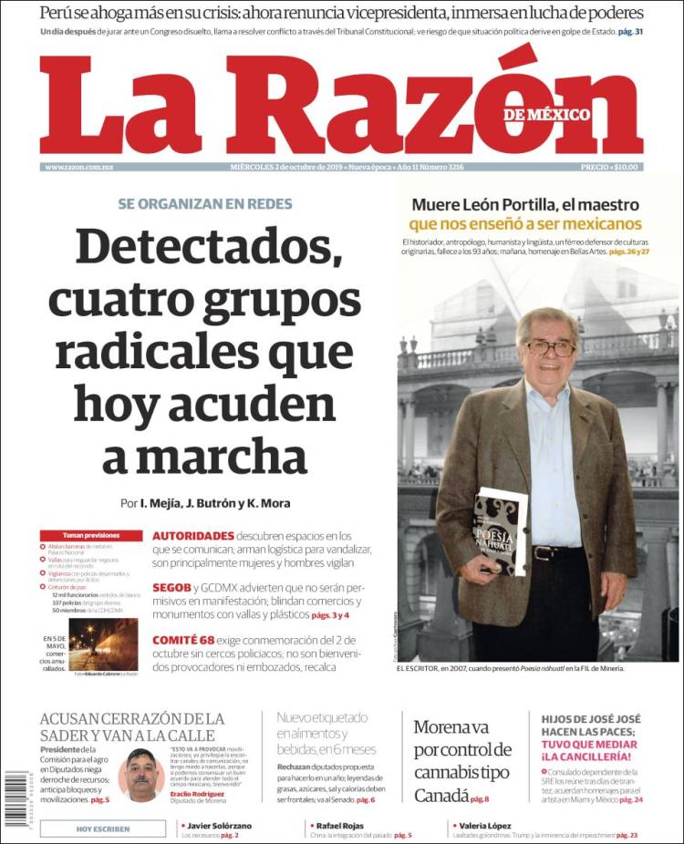 Portada de La Razón (México)