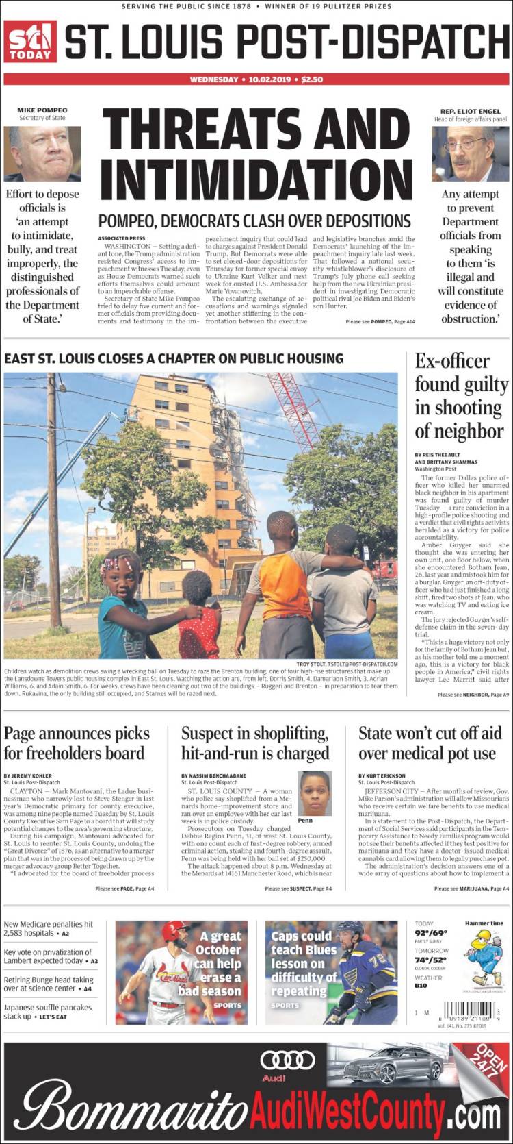 Portada de St. Louis Post-Dispatch (USA)