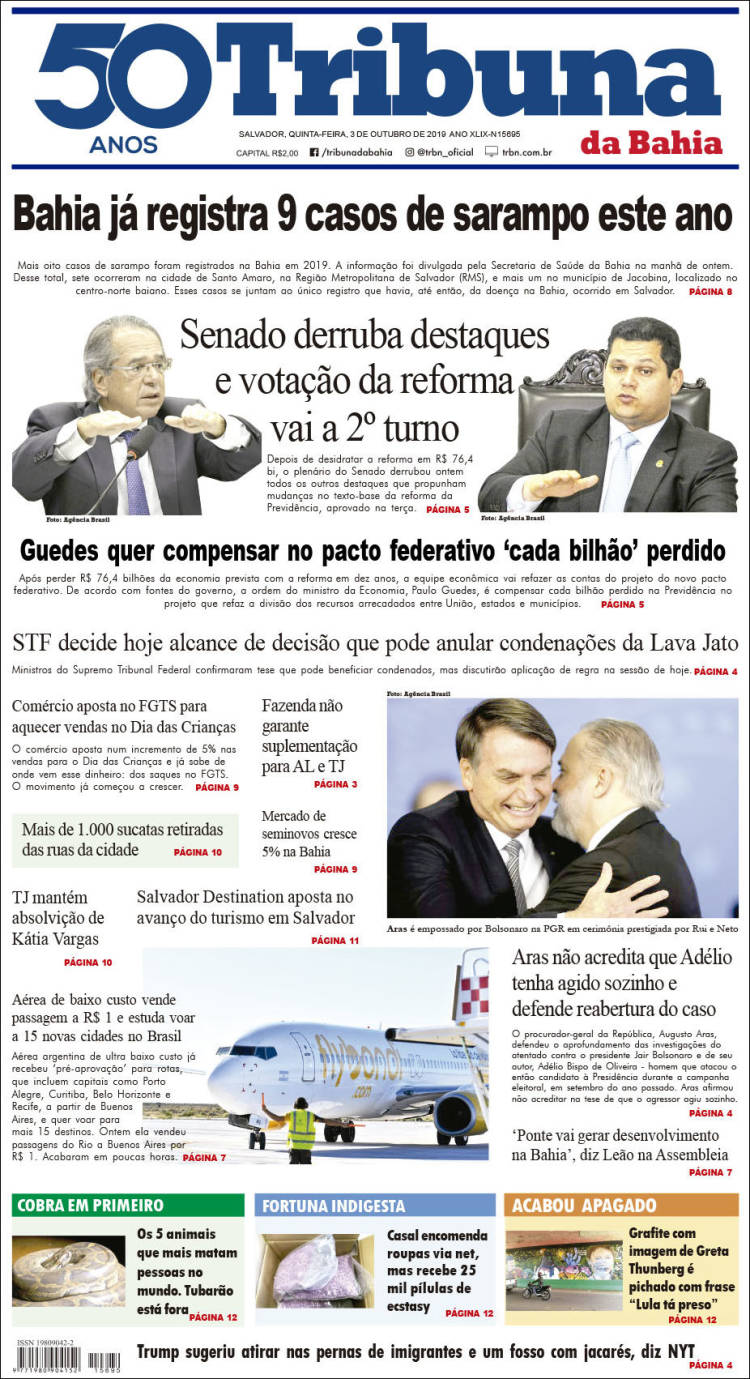 Portada de Tribuna da Bahia (Brasil)