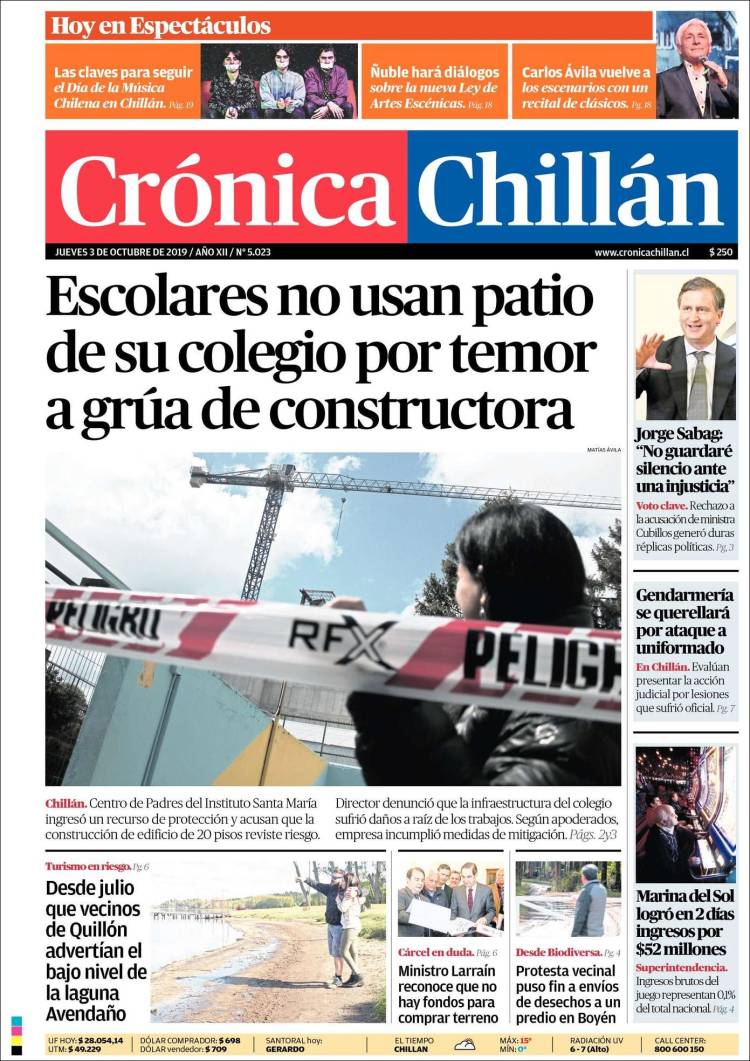 Portada de Crónica Chillán (Chile)