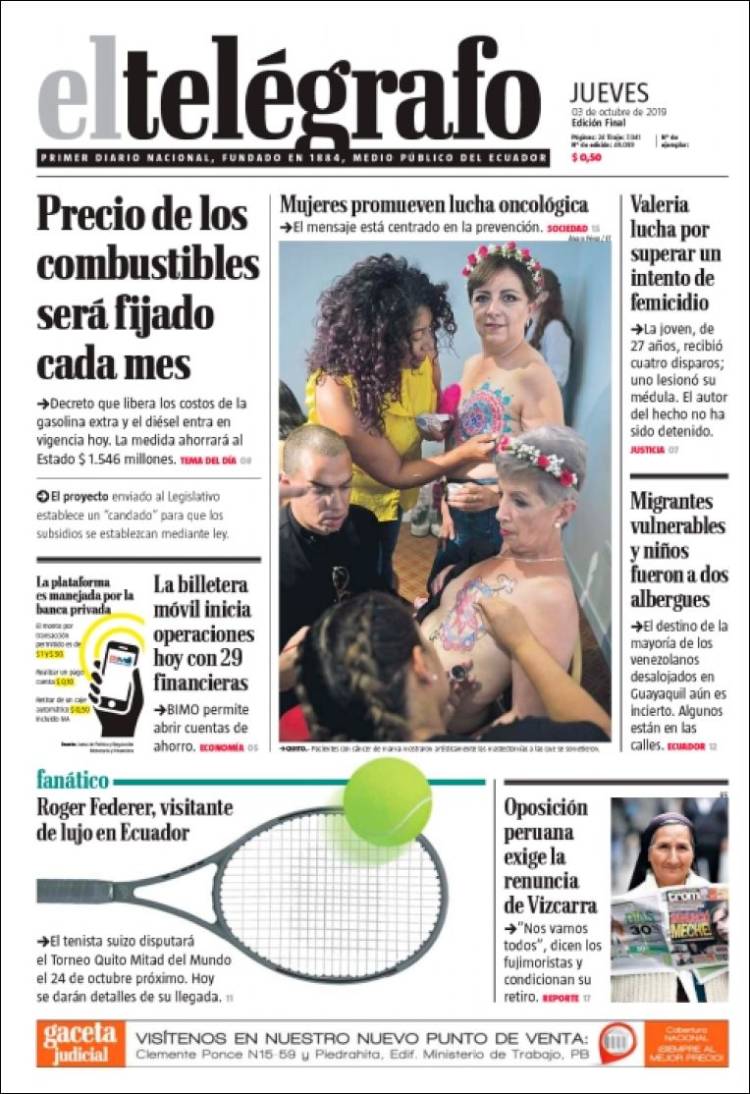 Portada de El Telégrafo (Ecuador)