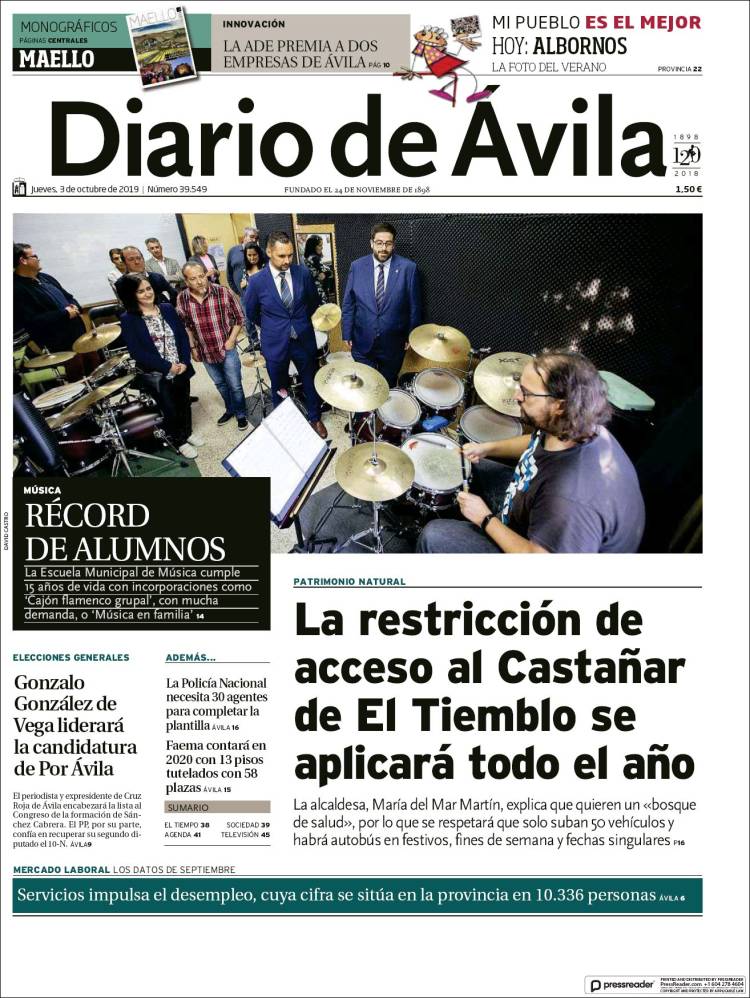 Portada de Diario de Ávila (España)