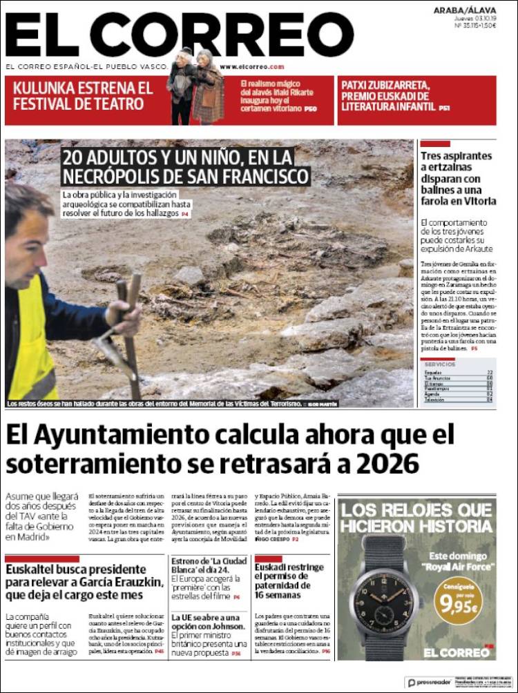 Portada de El Correo - Álava (España)