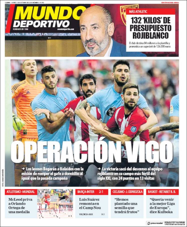 Portada de Mundo Deportivo Bizkaia (España)