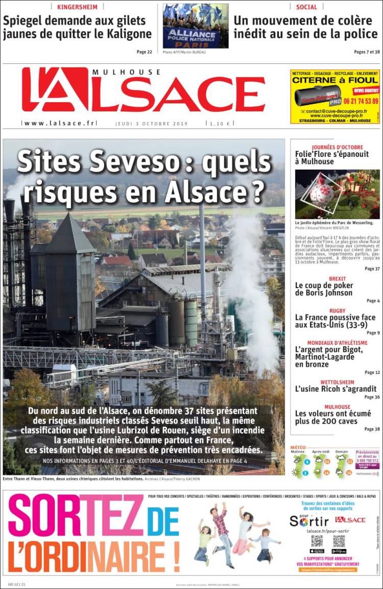Portada de Journal L'Alsace (Francia)