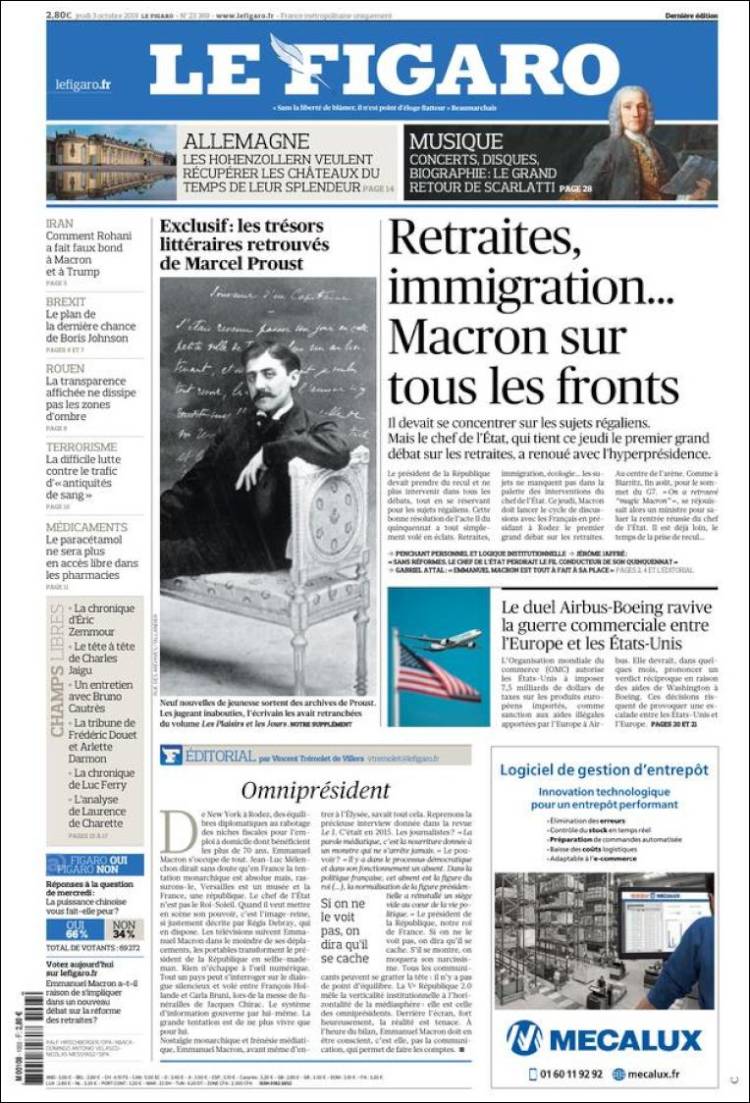Portada de Le Figaro (Francia)
