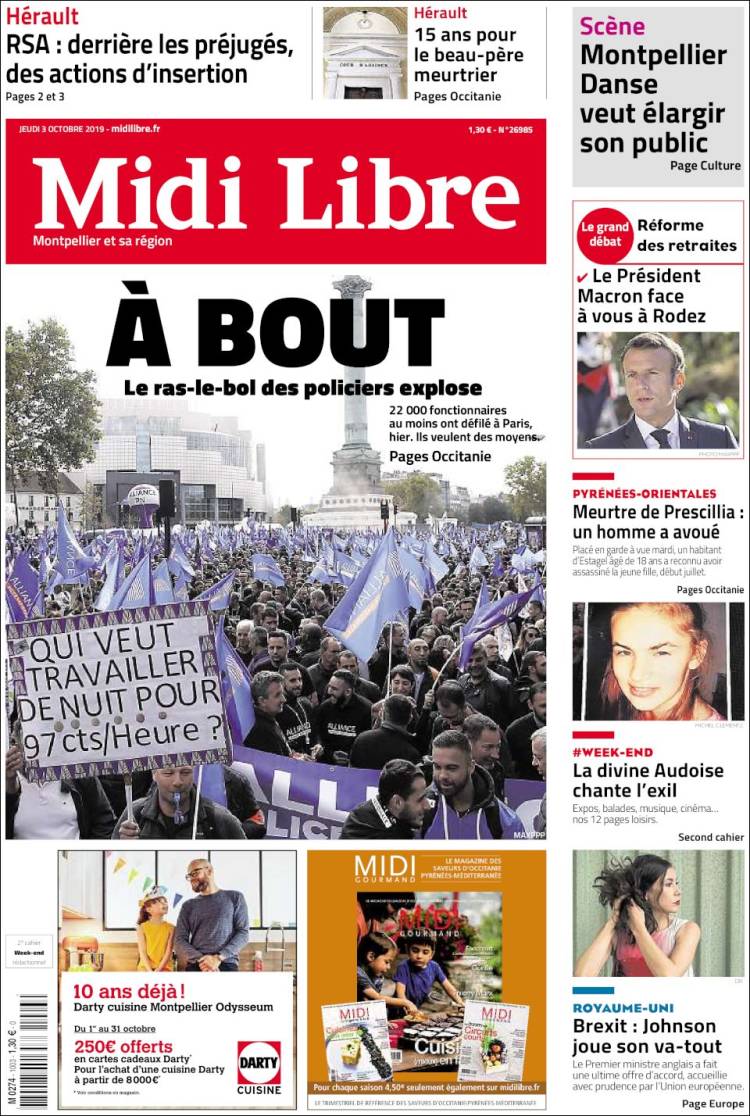 Portada de Midi Libre (Francia)