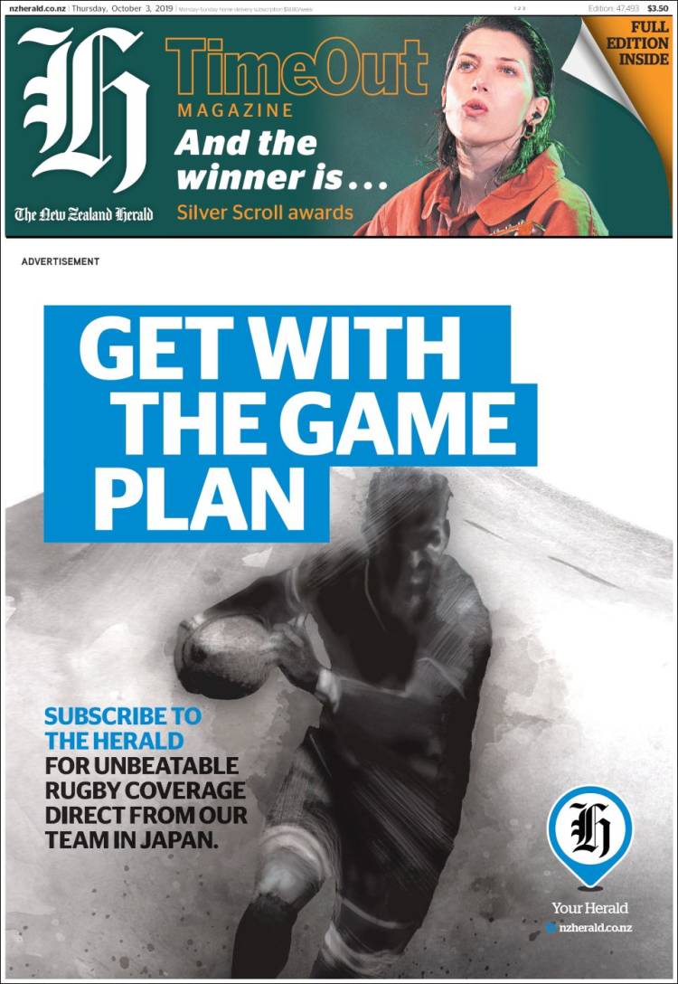 Portada de The New Zealand Herald (Nueva Zelanda)