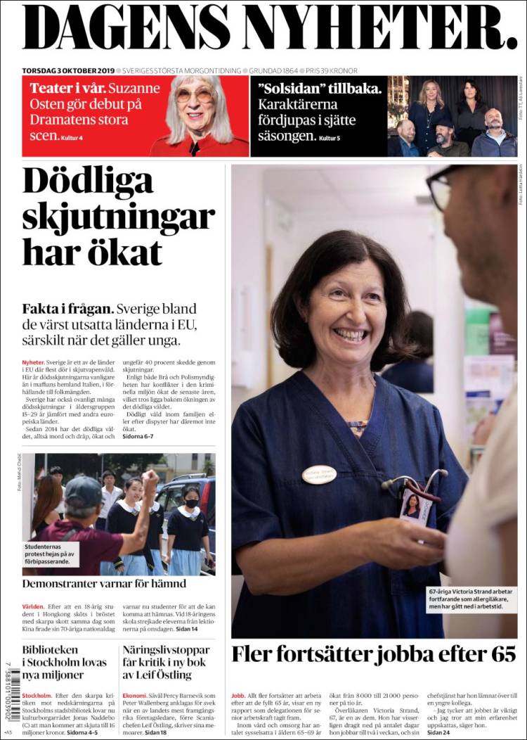 Portada de Dagens Nyheter (Suecia)