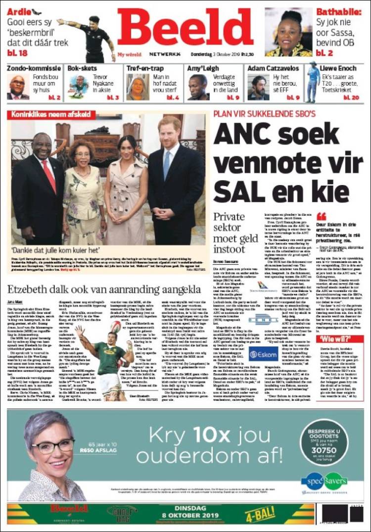 Portada de Beeld (Sud&aacute;frica)