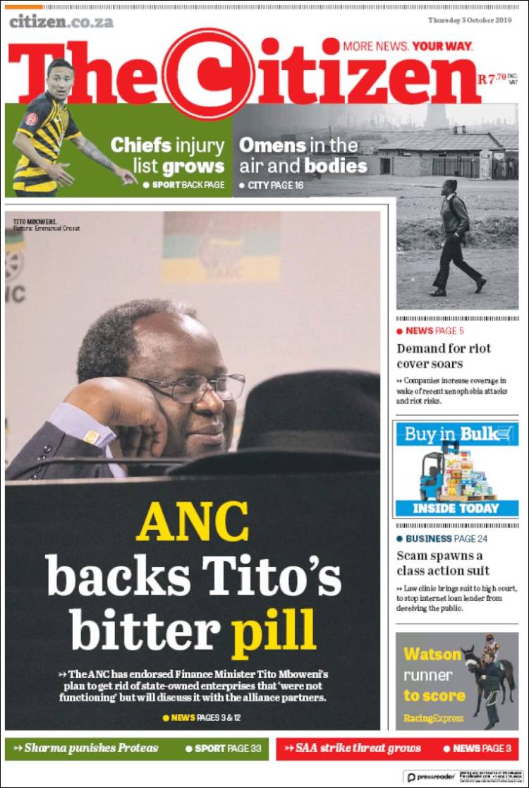 Portada de The Citizen (Sud&aacute;frica)