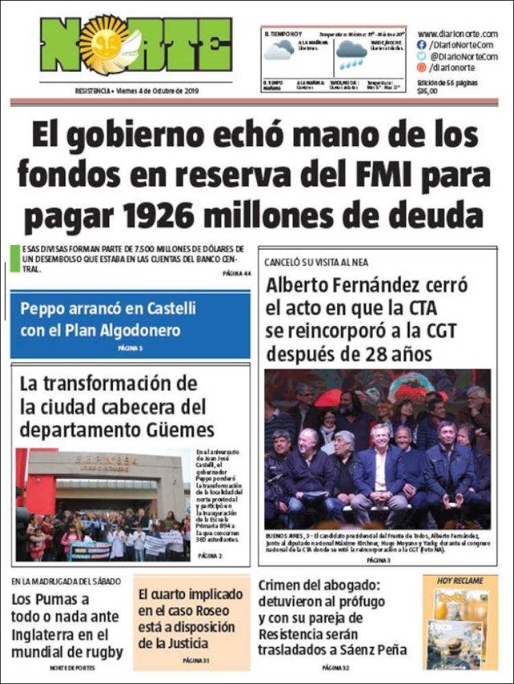 Portada de Diario Norte (Argentina)