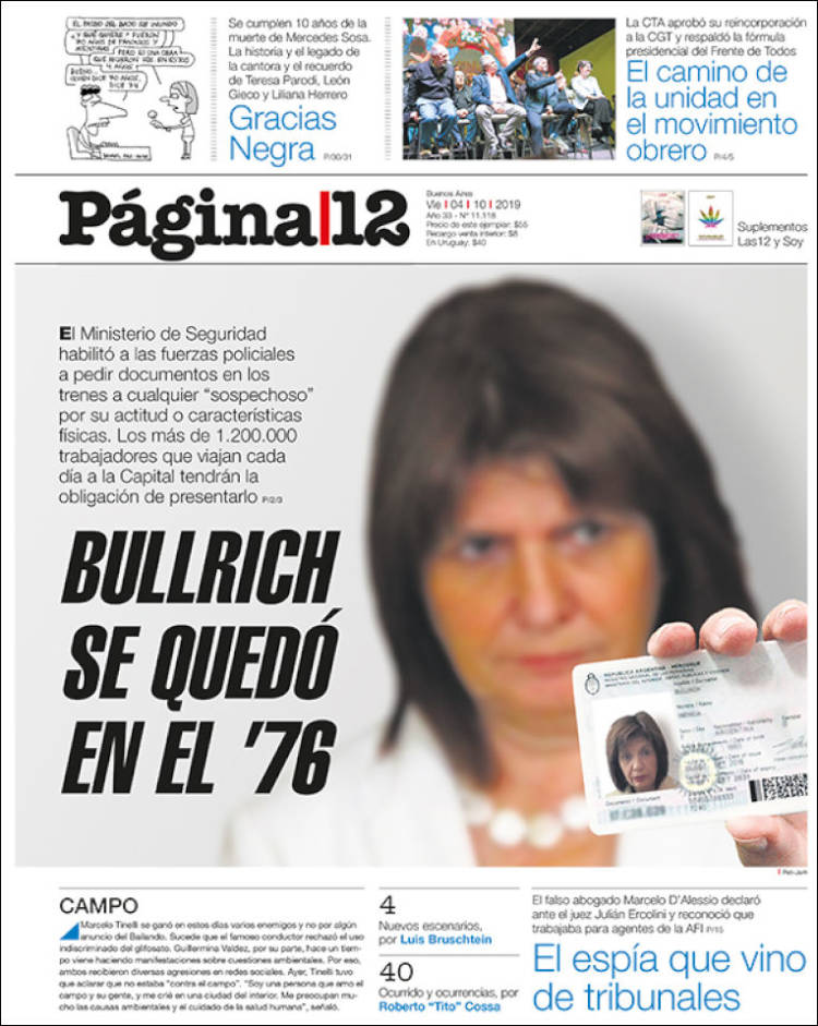 Portada de Página/12 (Argentina)