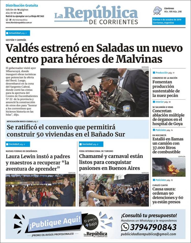 Portada de La República de Corrientes (Argentina)