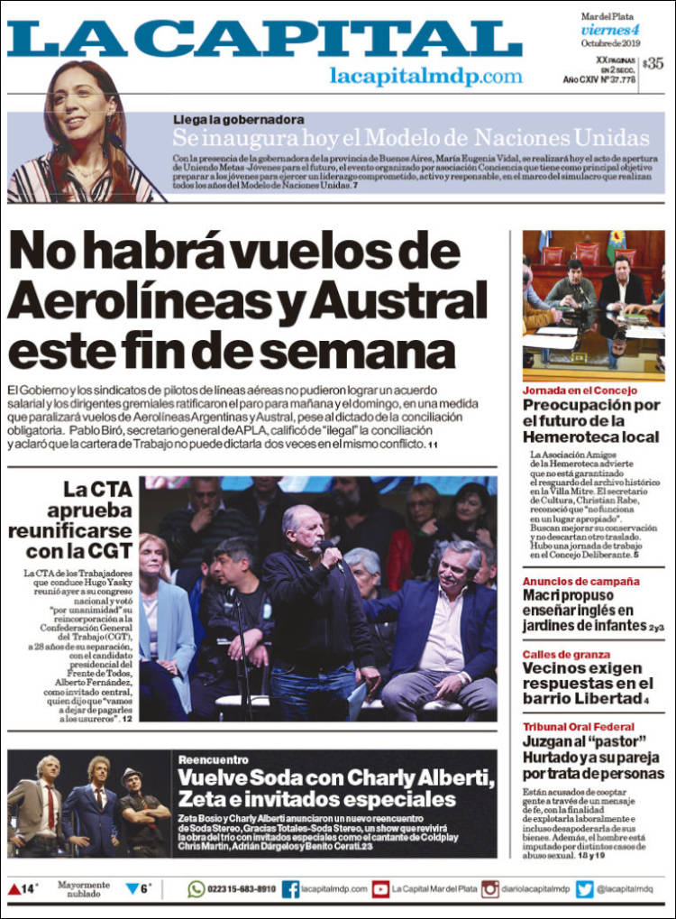 Portada de Diario La Capital - Mar del Plata (Argentina)