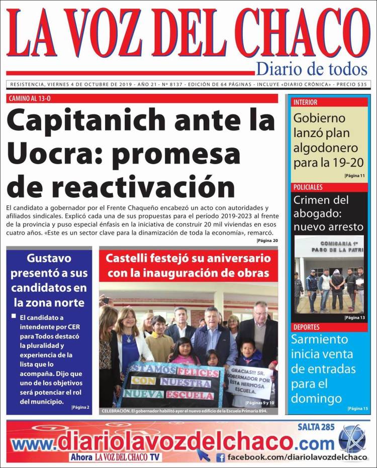 Portada de La Voz del Chaco (Argentina)