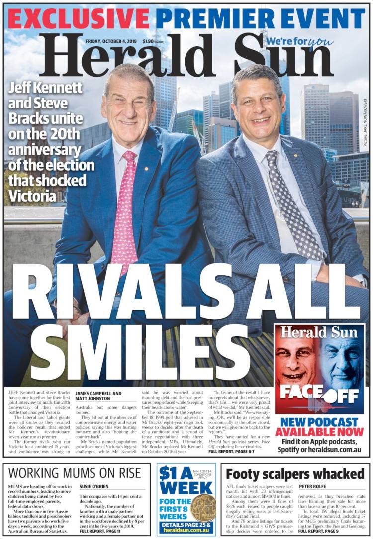 Portada de Herald Sun (Australia)