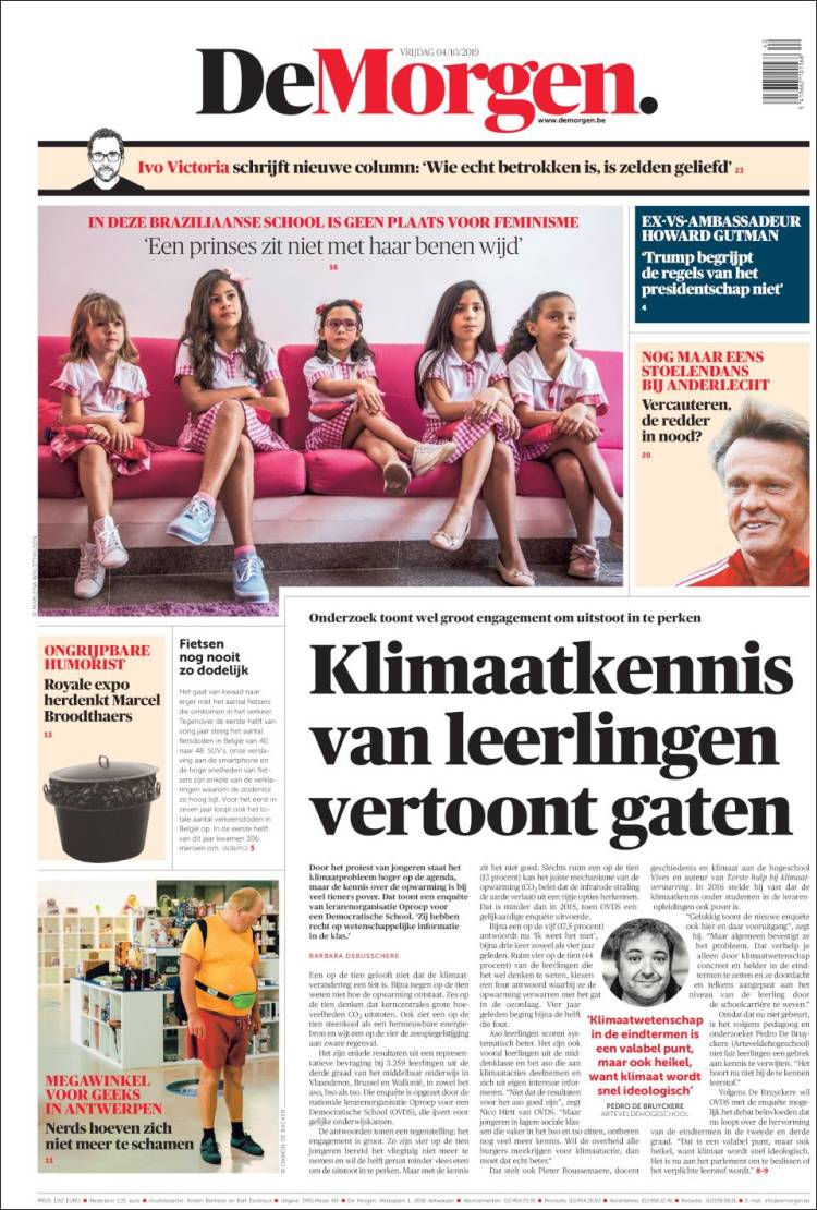 Portada de De Morgen (B&eacute;lgica)