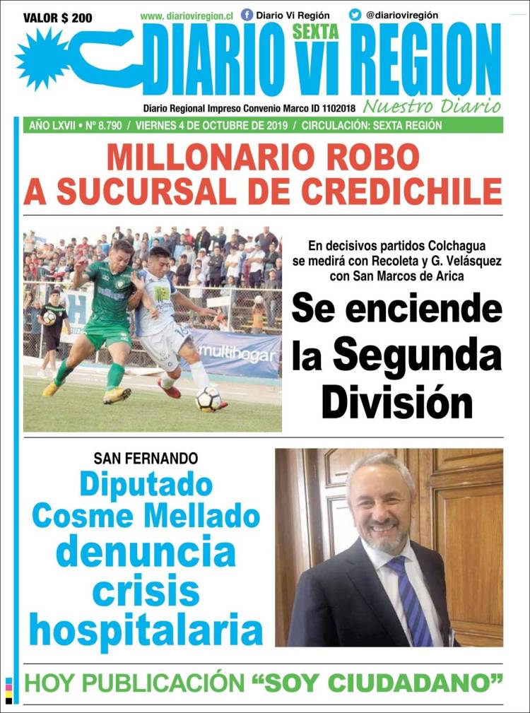 Portada de Diario VI Región (Chile)