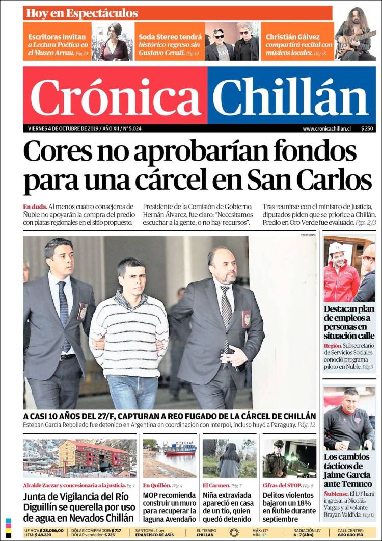 Portada de Crónica Chillán (Chile)