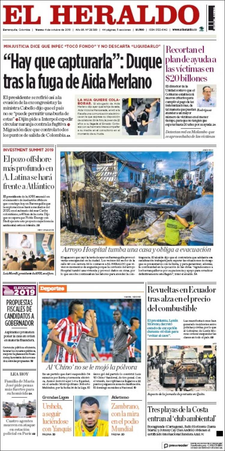 Portada de El Heraldo (Colombia)