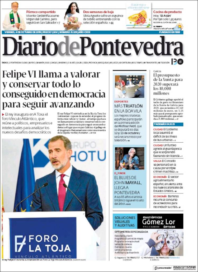 Portada de Diario de Pontevedra (España)