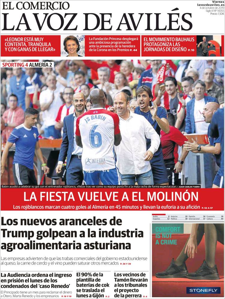 Portada de El Comercio - Avilés (España)