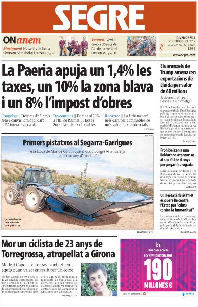 Portada de Segre (España)