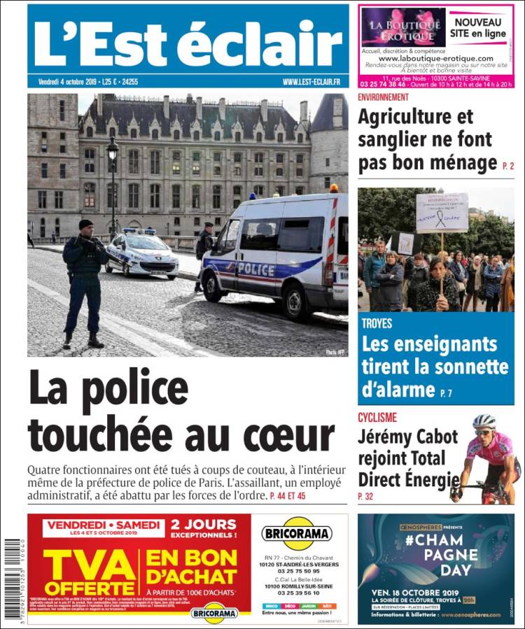 Portada de L'Est Eclair (Francia)