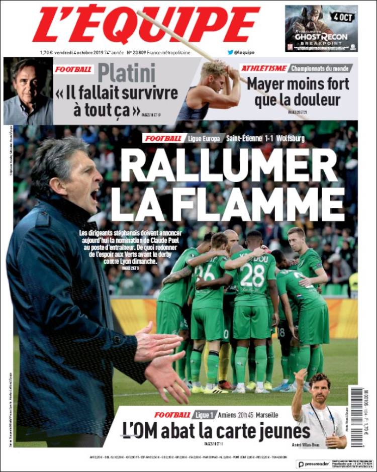 Portada de L'Equipe (Francia)