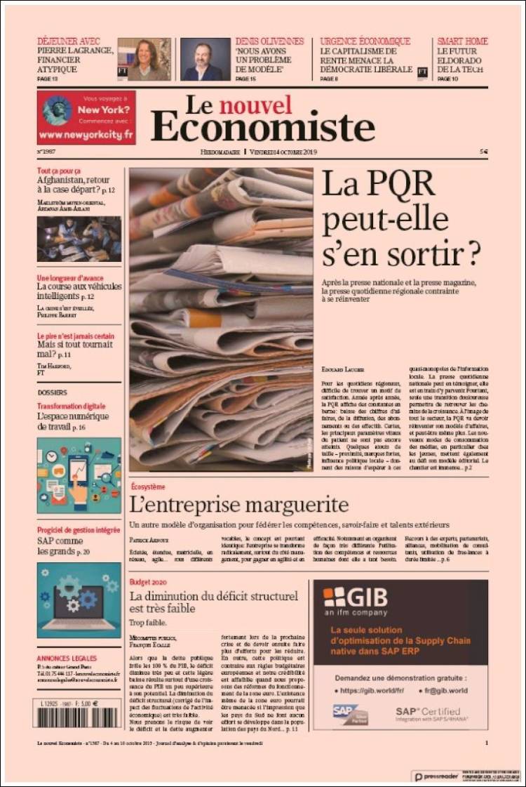 Portada de Le nouvel Economiste (Francia)