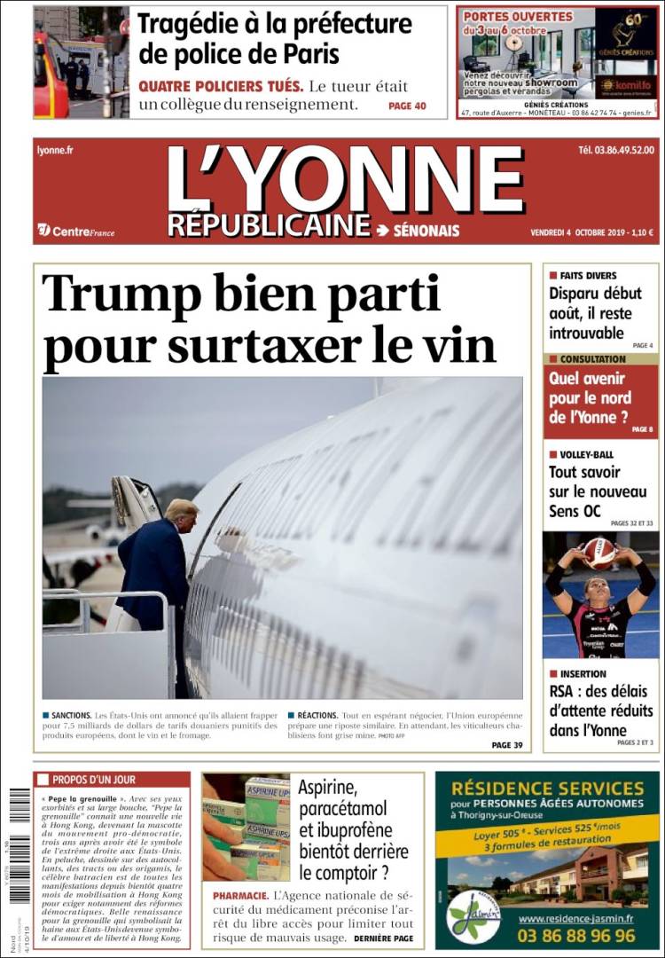 Portada de L'Yonne-Républicaine (Francia)