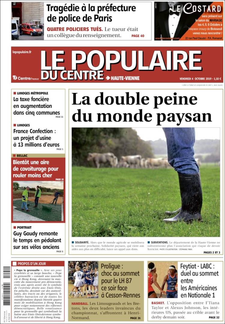 Portada de Le Populaire du Centre (Francia)