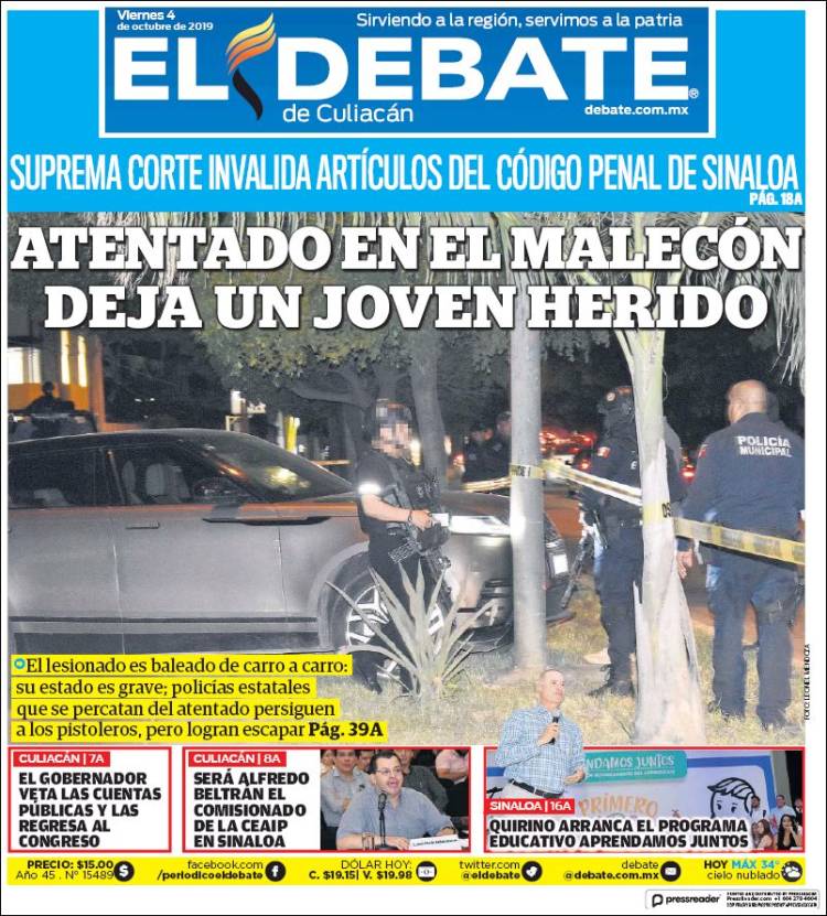 Portada de El Debate de Culiacán (Mexico)