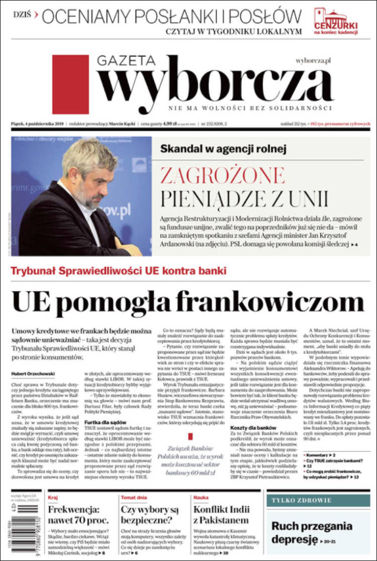 Portada de Gazeta Wyborcza (Polonia)
