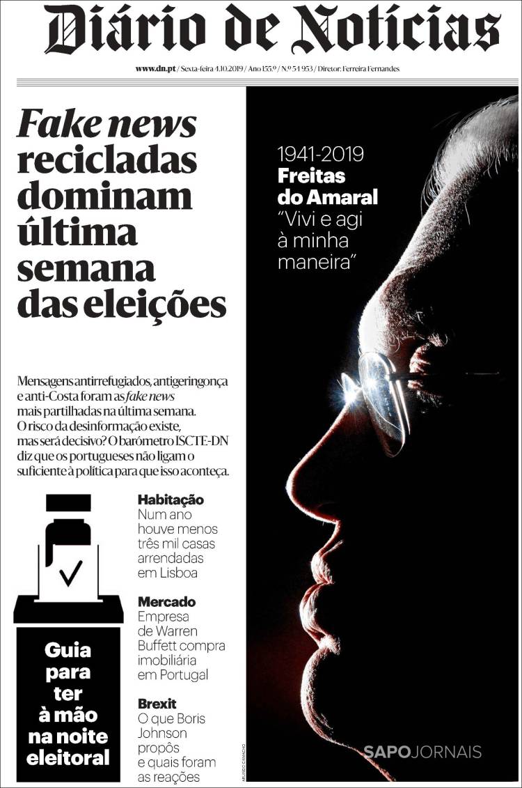 Portada de Diário de Noticias (Portugal)