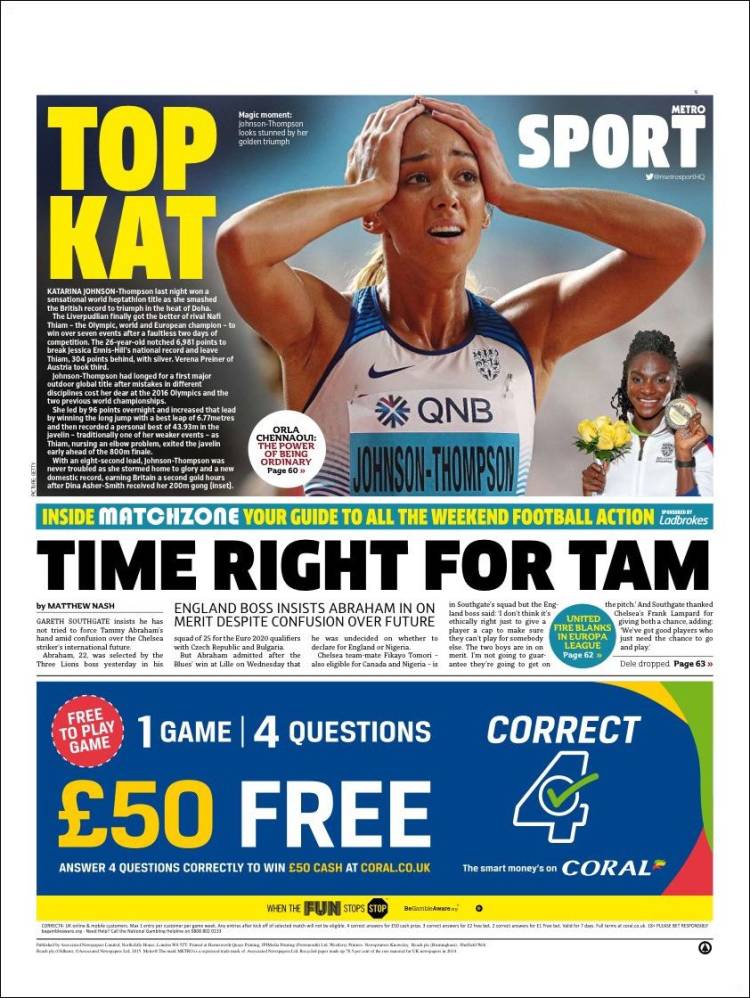 Portada de Metro Sport (Reino Unido)