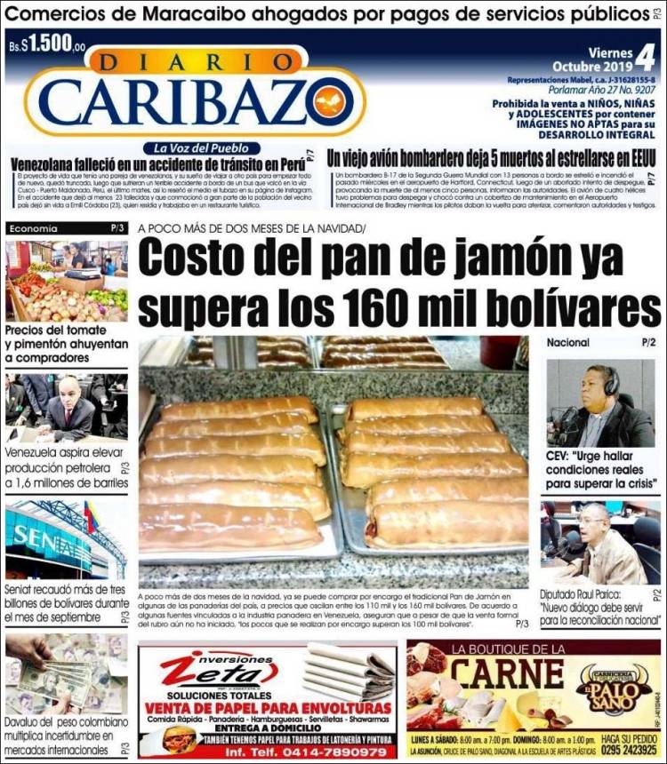 Portada de Diario Caribazo (Venezuela)