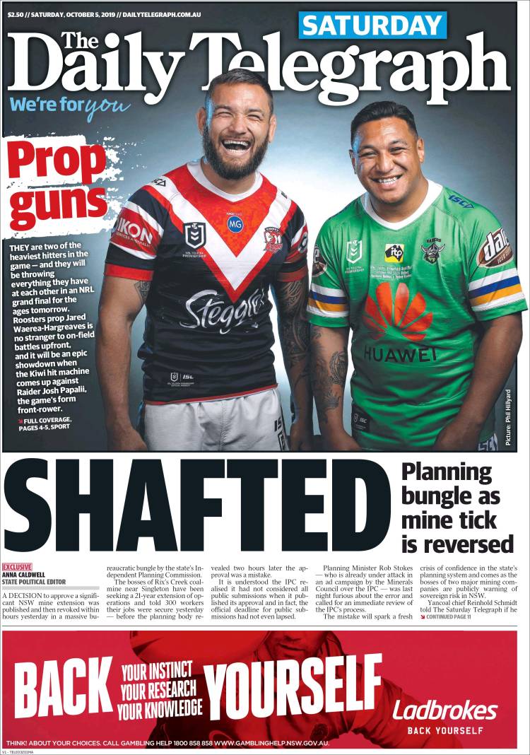 Portada de The Daily Telegraph (Australia)