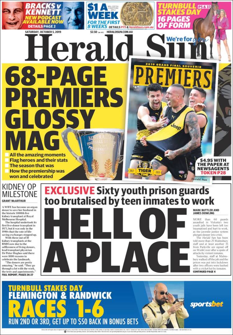 Portada de Herald Sun (Australia)