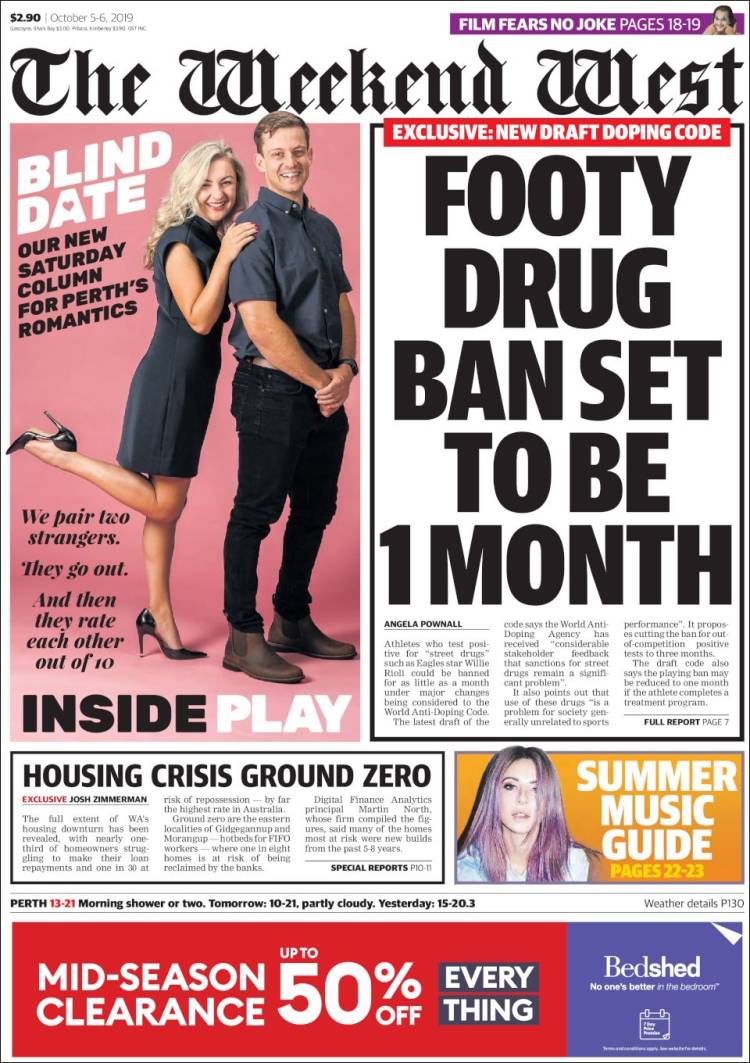 Portada de The West Australian (Australia)
