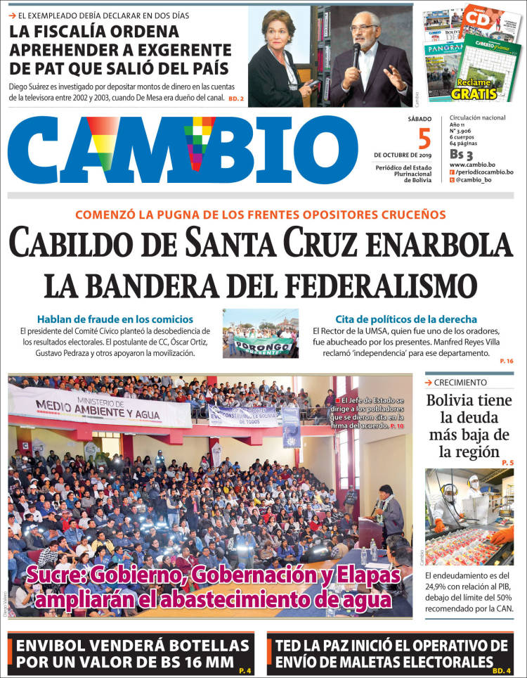 Portada de Cambio (Bolivia)