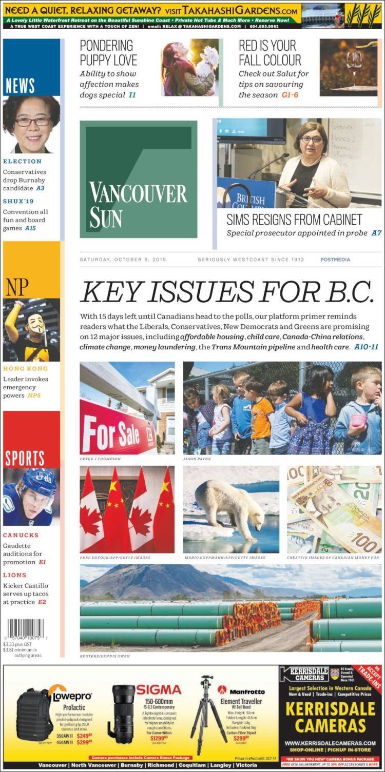 Portada de The Vancouver Sun (Canadá)