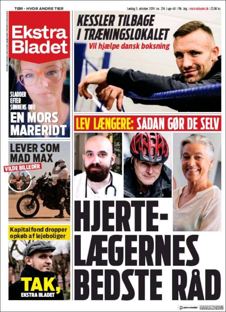 Portada de Ekstra Bladet (Dinamarca)