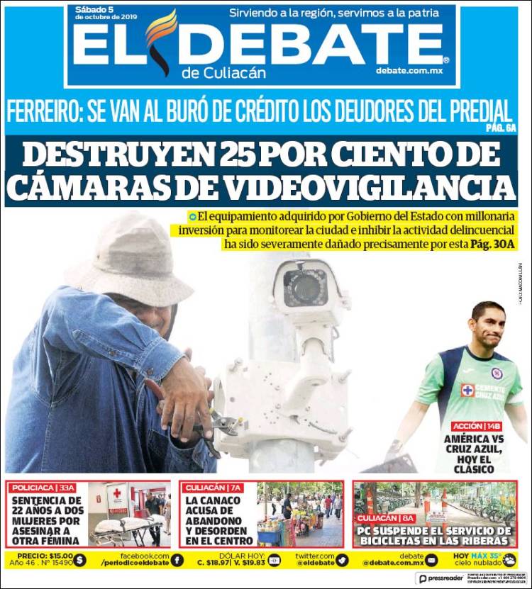 Portada de El Debate de Culiacán (México)