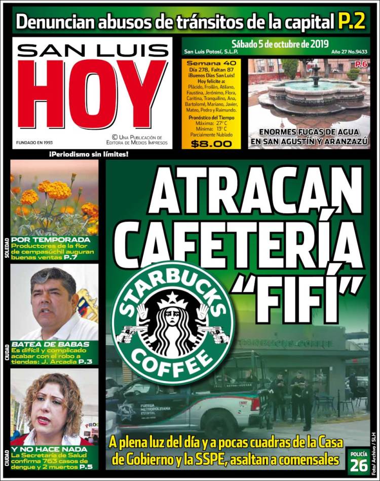 Portada de San Luis Hoy (México)