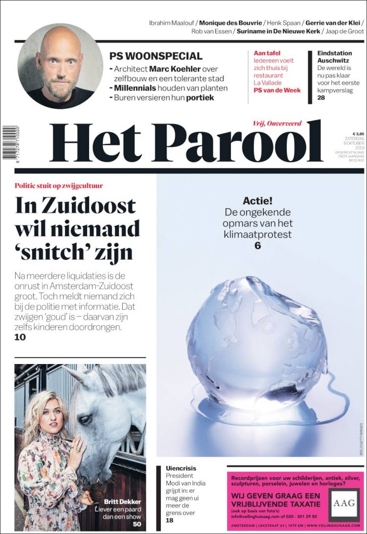 Portada de Het Parool (Pa&iacute;ses Bajos)